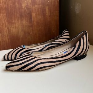 Bellofatto Pony Hair Zebra Stripe Pointed Toe Flats